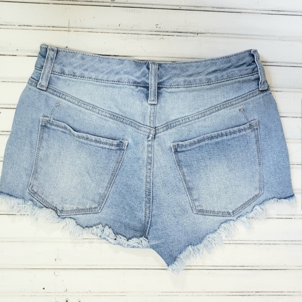 Floral Embroidered High Rise Cutoff Jean Shorts - Picture 2 of 5